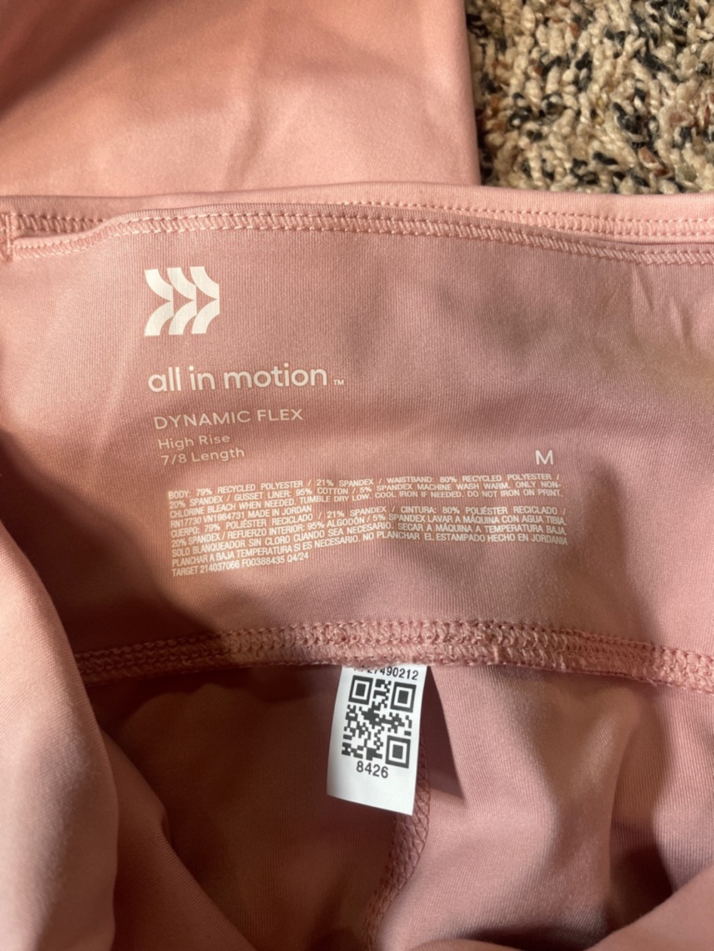 All In Motion Dynamic Flex High Waisted Pocketed 7/8 Leggings Mauve Sz M | NWT - Picture 6 of 9